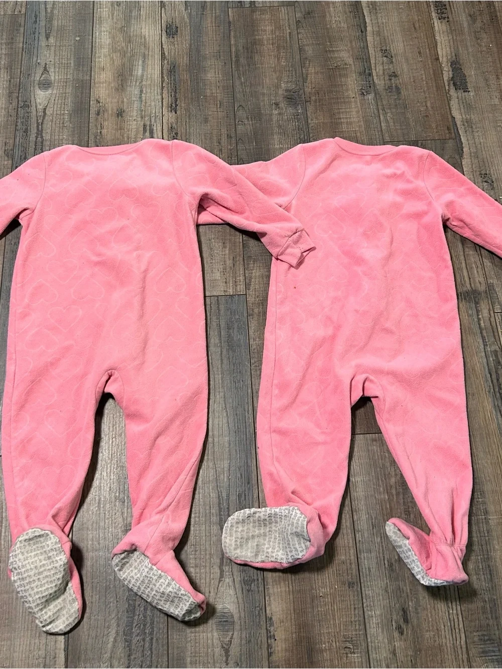 Twin Girl Matching Fleece Footie Pajamas 2T Carters Pink